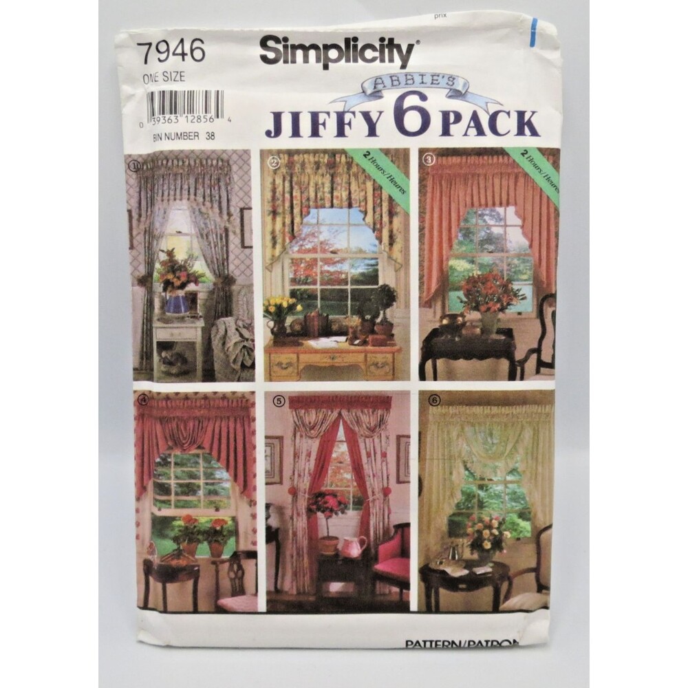 Simplicity #7946 Vintage Curtains Craft Pattern Abbie's Jiffy 6 Pack Uncut